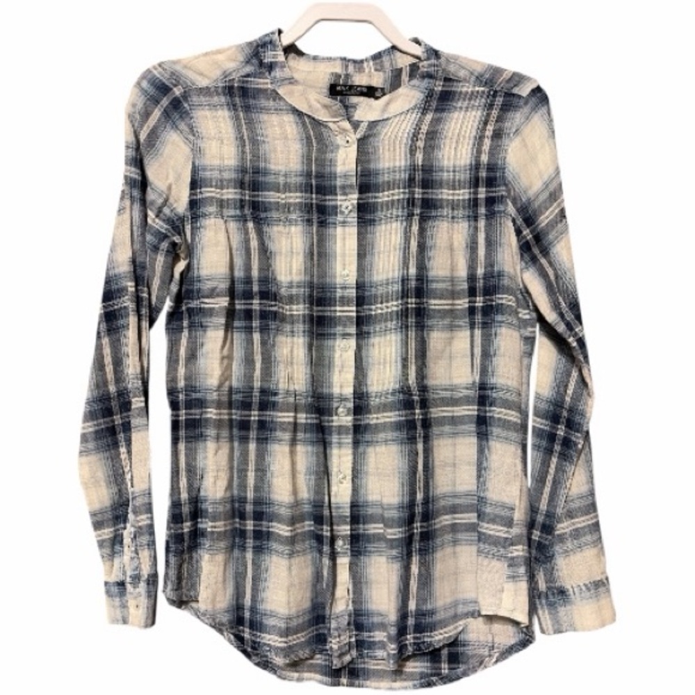 Max Jeans Blue Plaid Button Down Long Sleeve Top Small